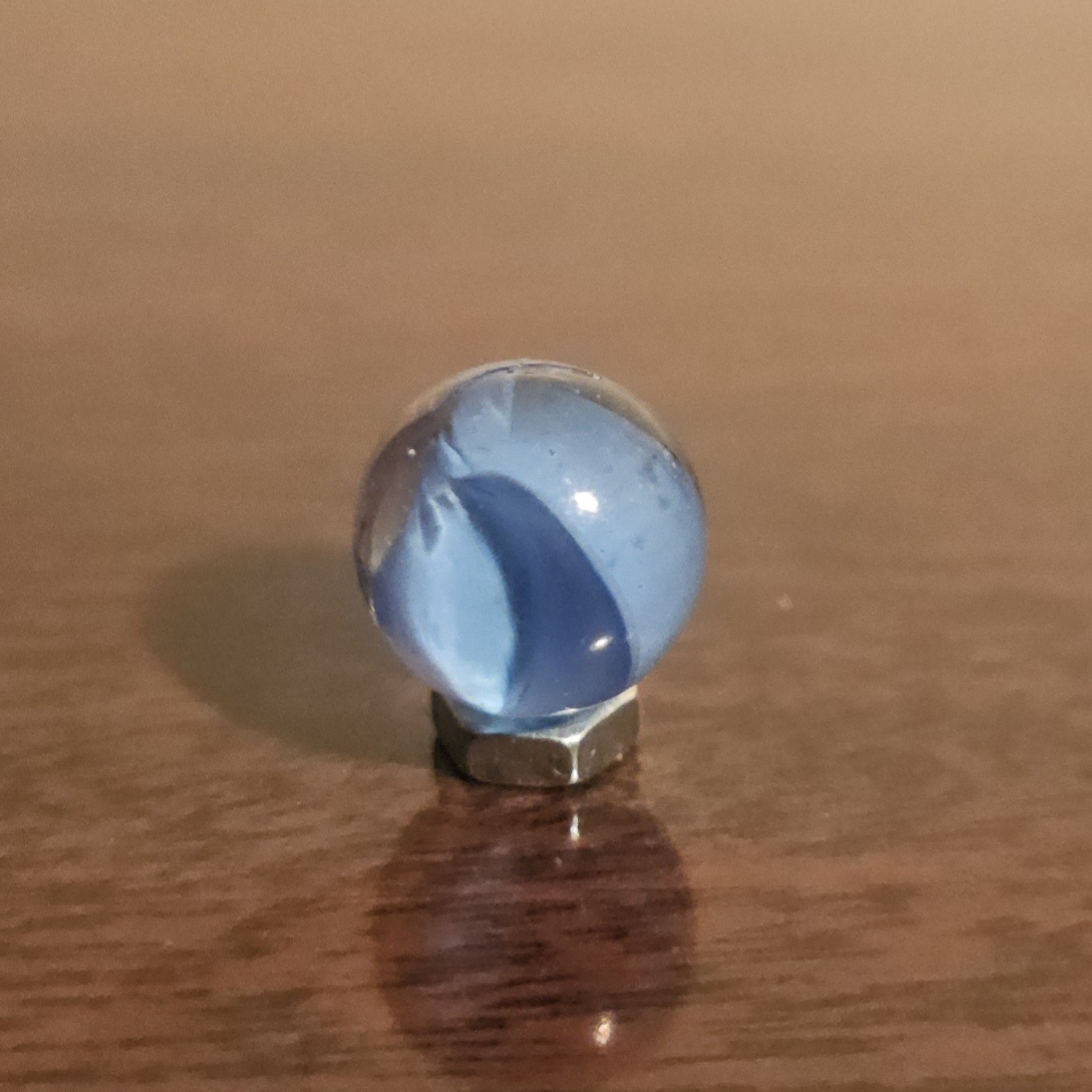 C E Bogard Blue 4-Lobe Floppy Cats Eye Clear Glass .625 Marble