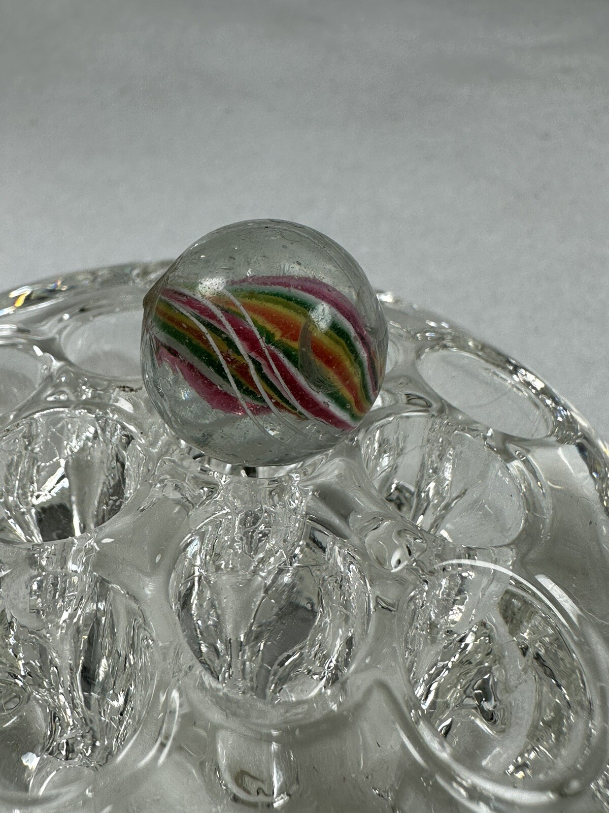 MARBLE 1800’S HANDMADE GERMAN 3/4″ “SOLID CORE” RED WHITE GREEN YELLOW CLEAR