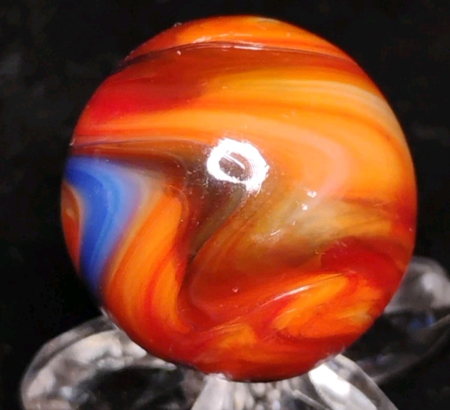 .74″ D.A.S. MARBLES RAMS HEAD STYLE SWIRL-GLASS TOYS NM+