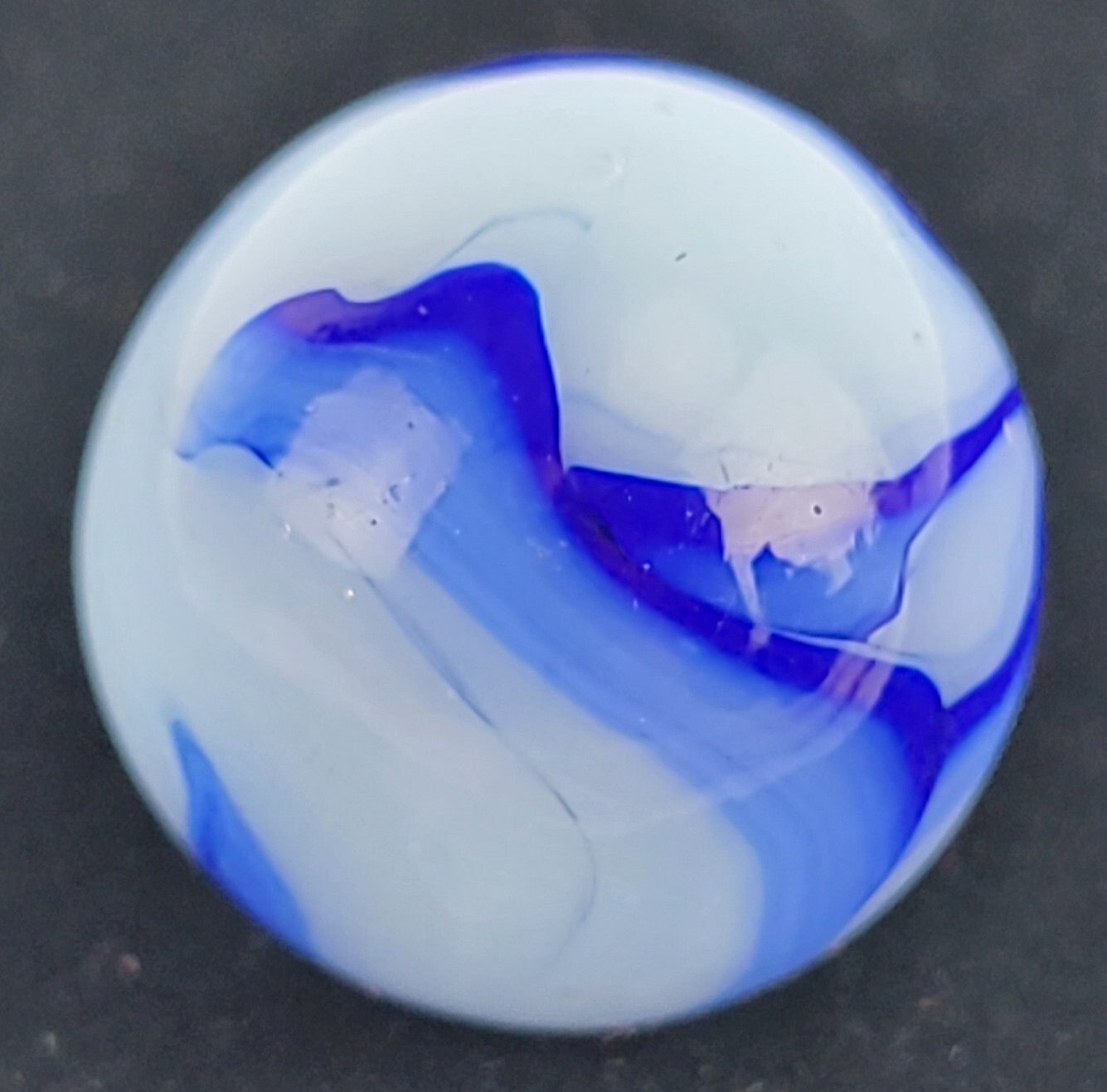 Alley Agate Co. HUGE Cobalt Blue Swirl SHOOTER Vintage Marble MINT! 7/8!!