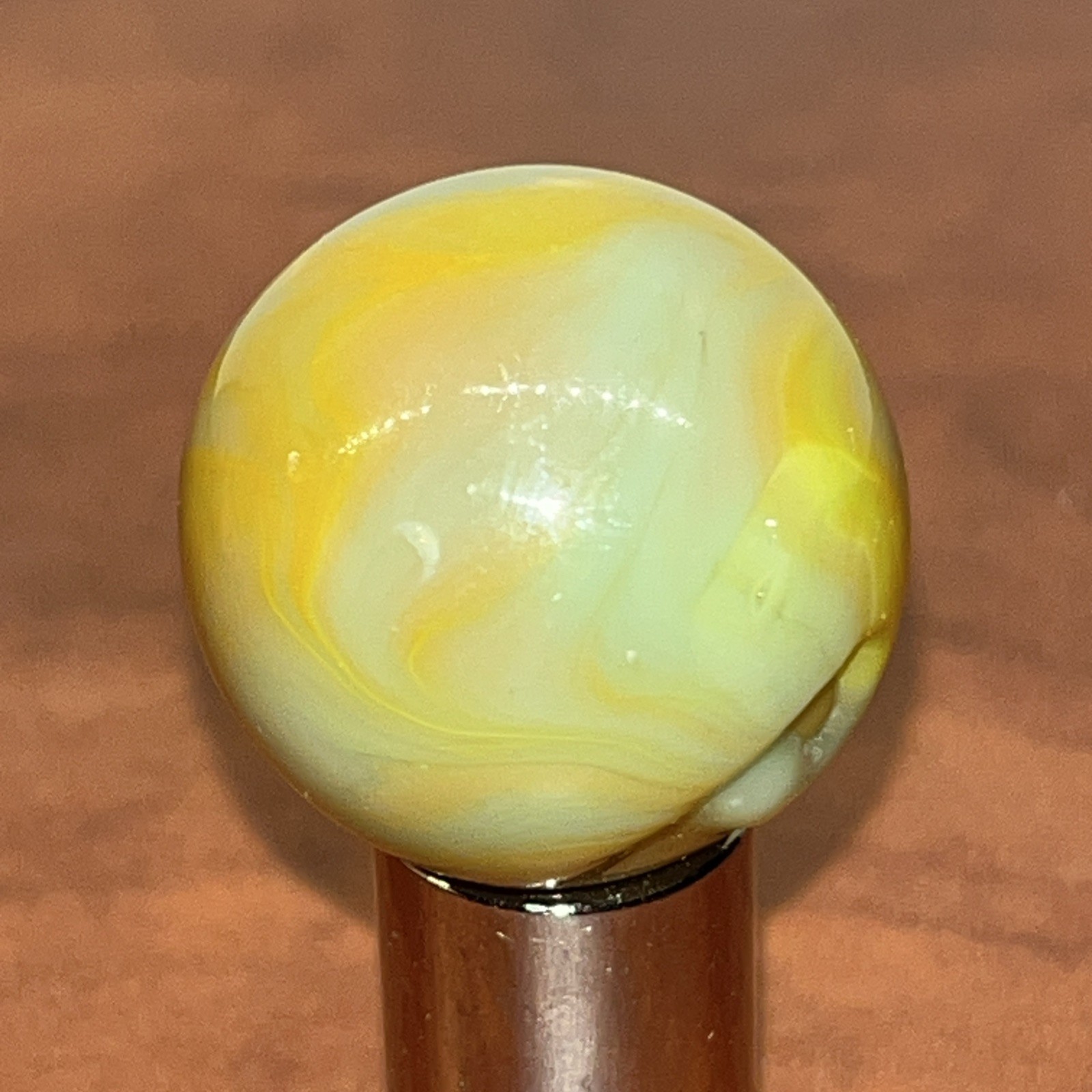 Vintage Shooter Marble .936 Rust/bluish/greyish/yellow. Glows In UV Light (8)