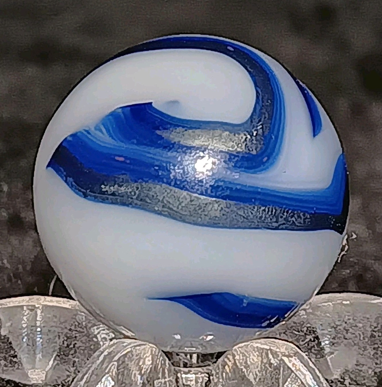 Vintage Alley Agate “METALLIC” Swirl Marble. .58″ Mint. Stunning HTF Example.