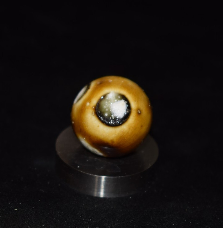 🦅➖⏩Antique German⬛🟥🟨 Bennington glazed clay marble size .796″=51/64″=20mm
