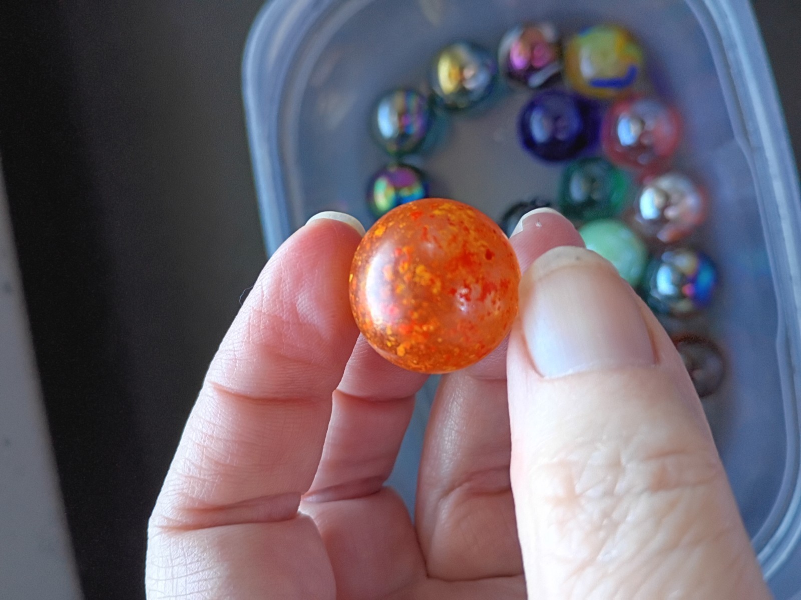 Lot Of Vintage Glass Marbles Various Sizes 1.2lbs Swirl Iridescent 14mm 30mm