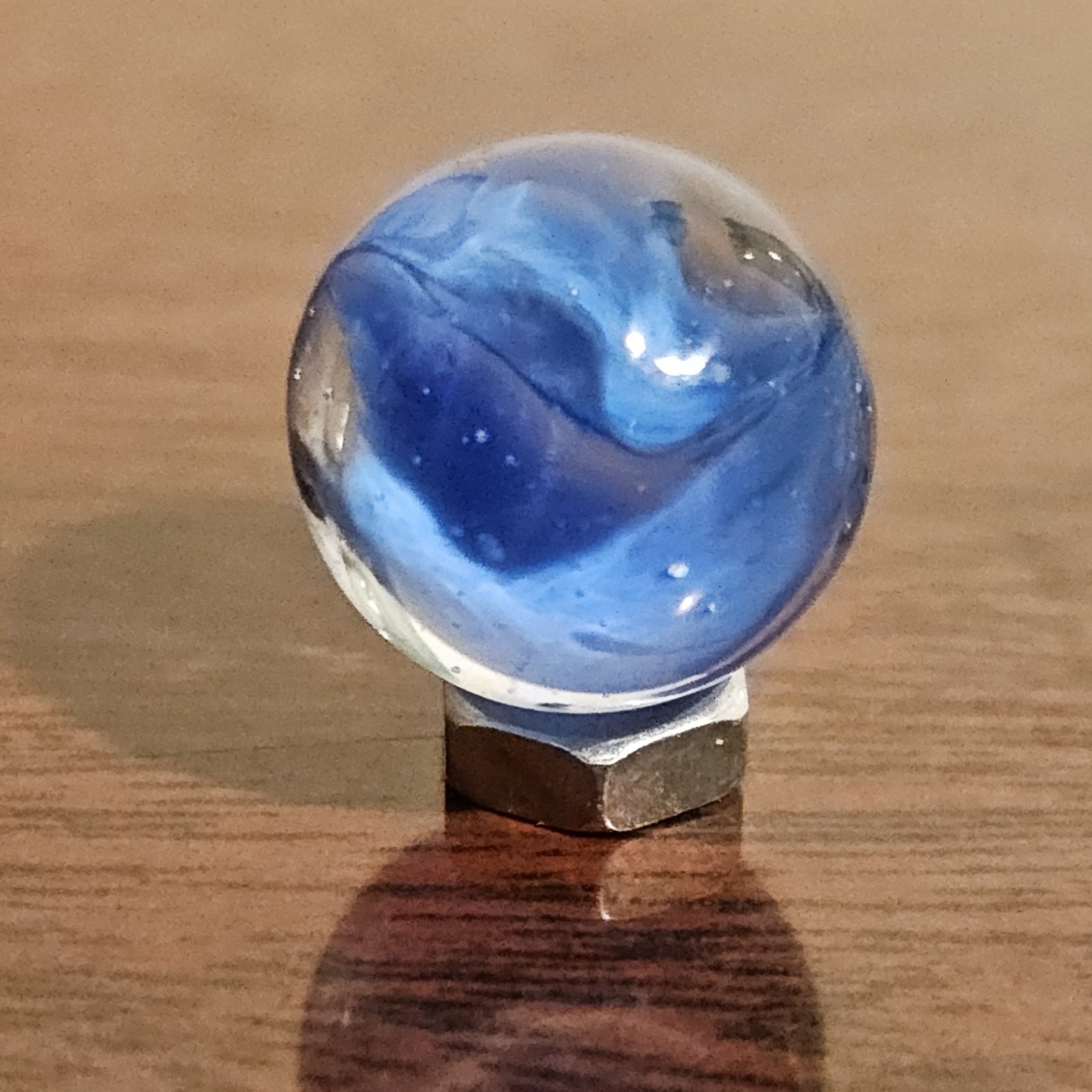 Vintage CE Bogard Blue Floppy 4-Lobe Cats Eye .593″ Glass Marble