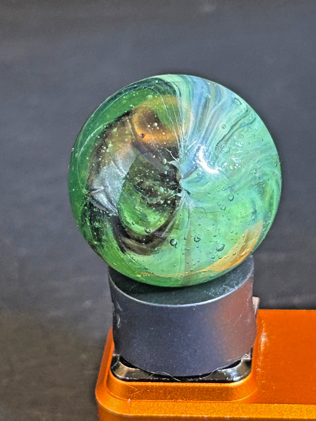 European Butterfly Sparkler Marble | Clear Base w/ Multi-Color Vanes | .96″ Shoo
