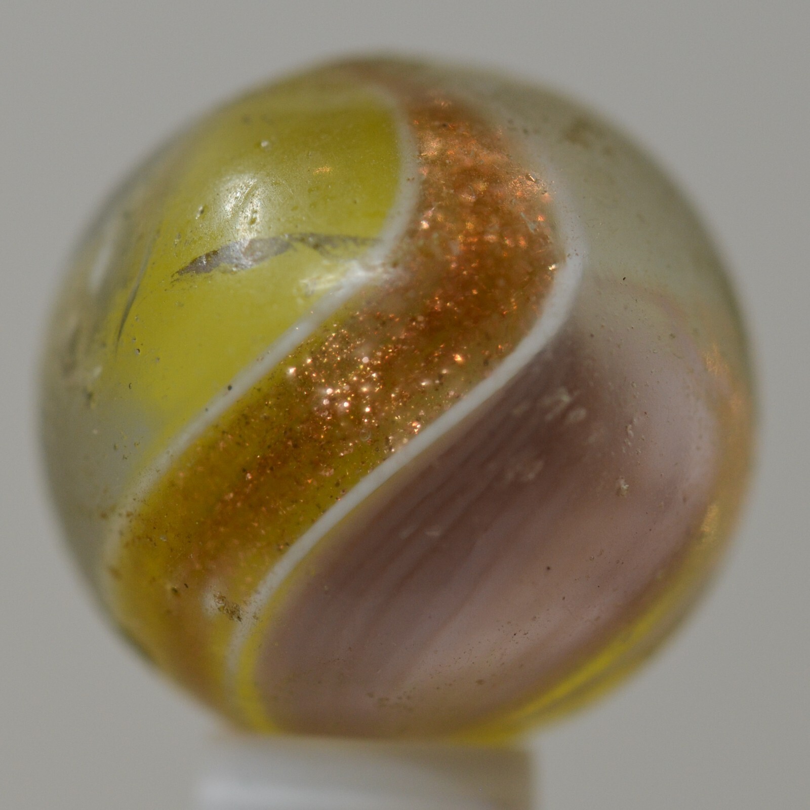 Handmade Aqua Purple Ribbon Lutz Marble, 11/16 in, Near Mint-, Germany, S1456