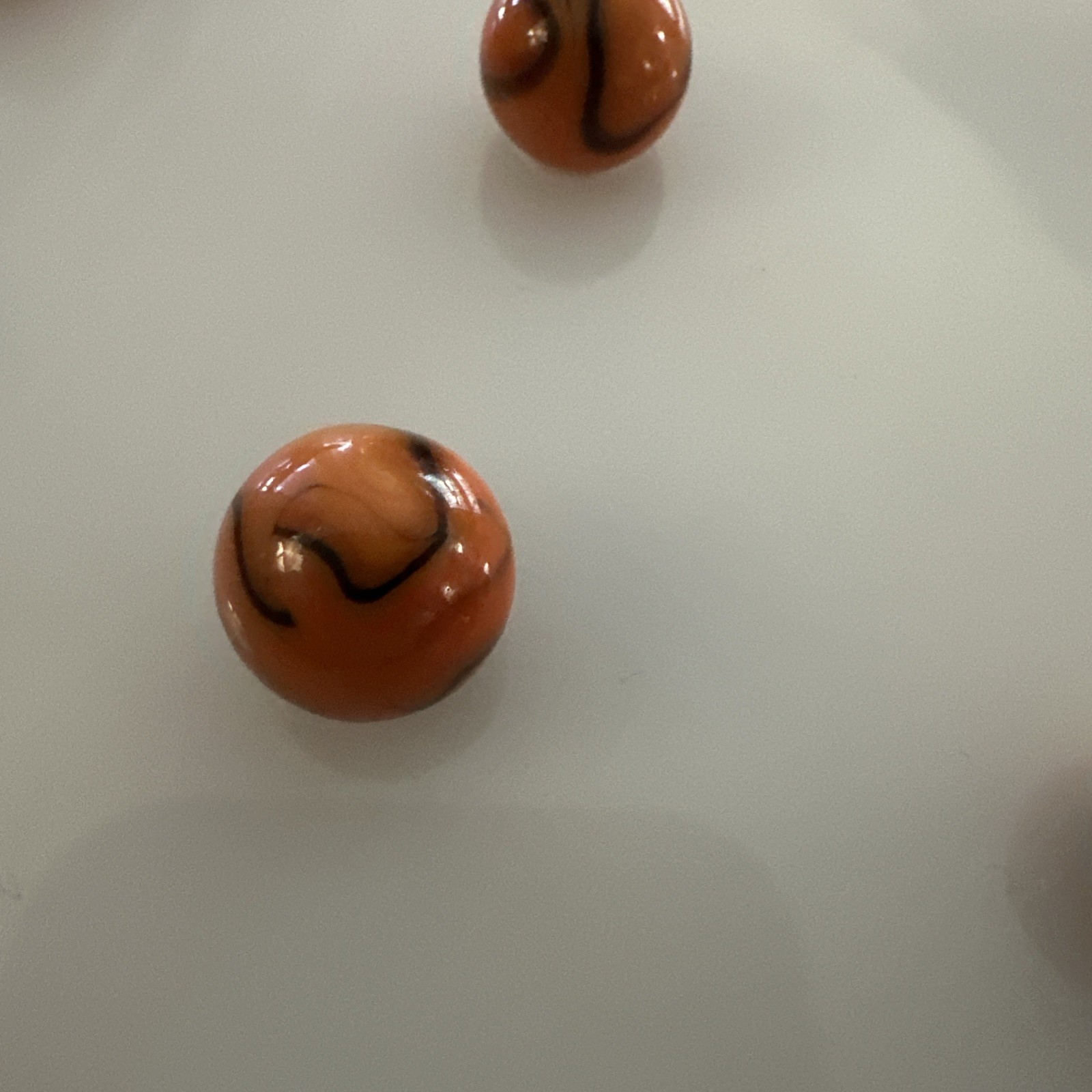 16mm Bengal Tiger Glass Player Mega Marbles Pk of 5 Orange w Black Swirls Vacor