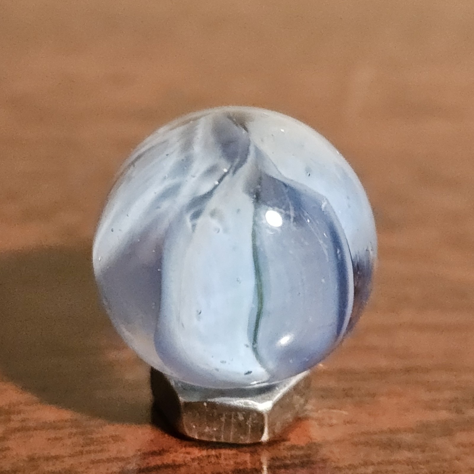 Vintage CE Bogard Light Blue 4 Lobe Floppy .625″ Glass Marble