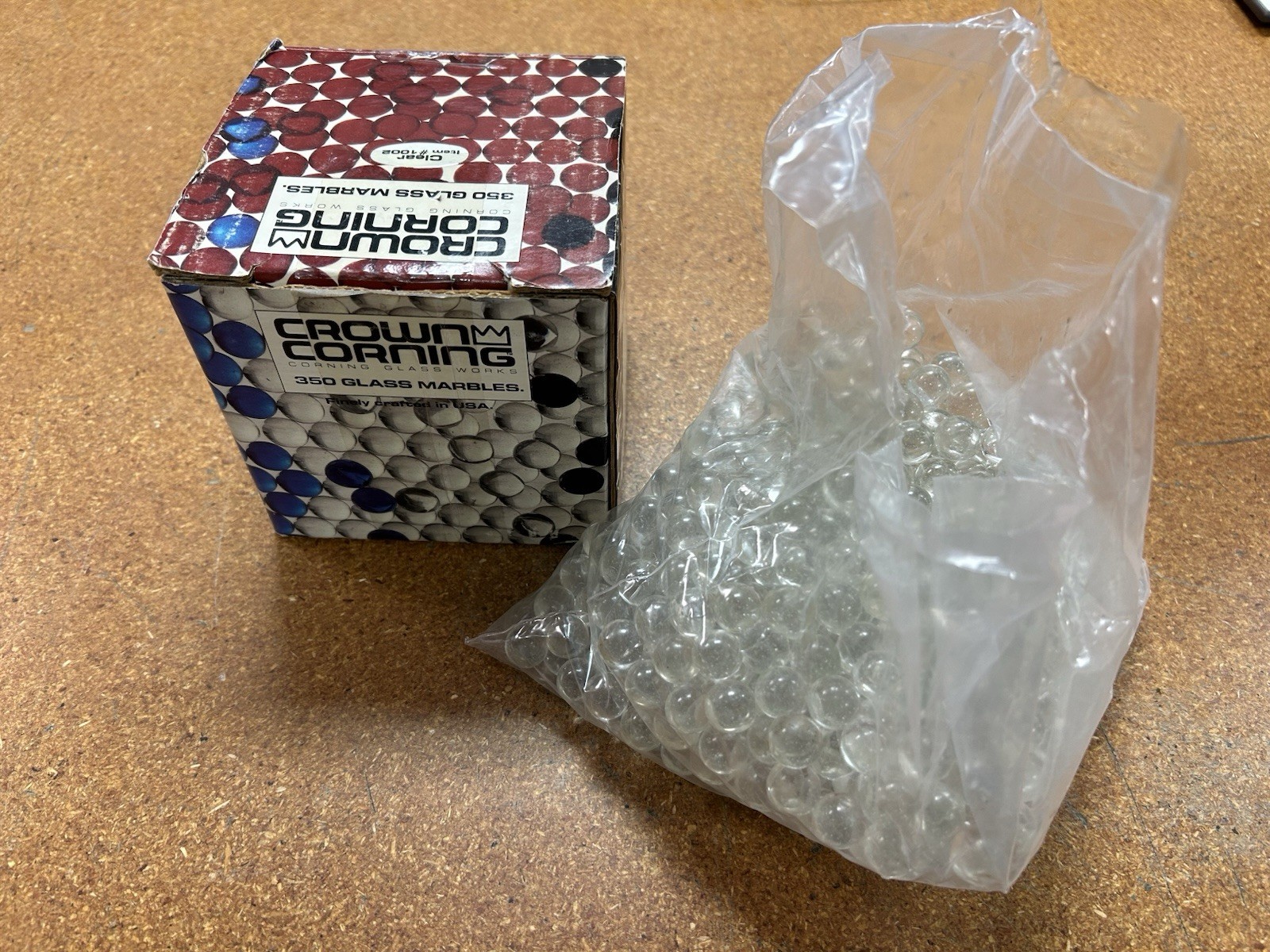 Corning Glass Works Crown Corning Glass Marbles Clear | USA Made ~350x Vintage