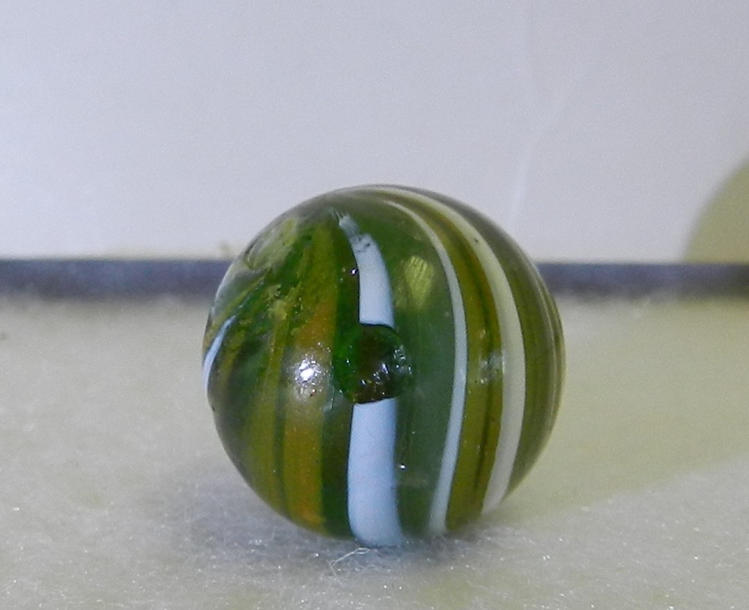 #20701m Vintage German Handmade Green Glass Marble .61 Inches