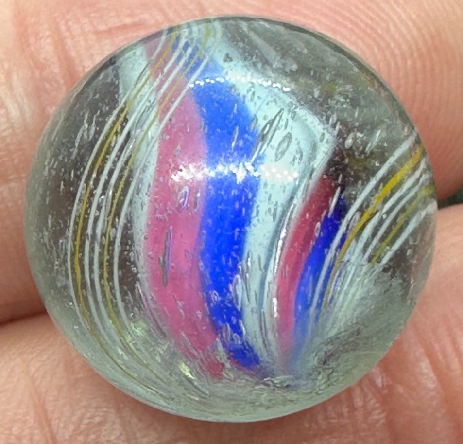 SOLID CORE SWIRL MARBLE .68″ HANDMADE ANTIQUE old toy GERMAN 17.5 mm M
