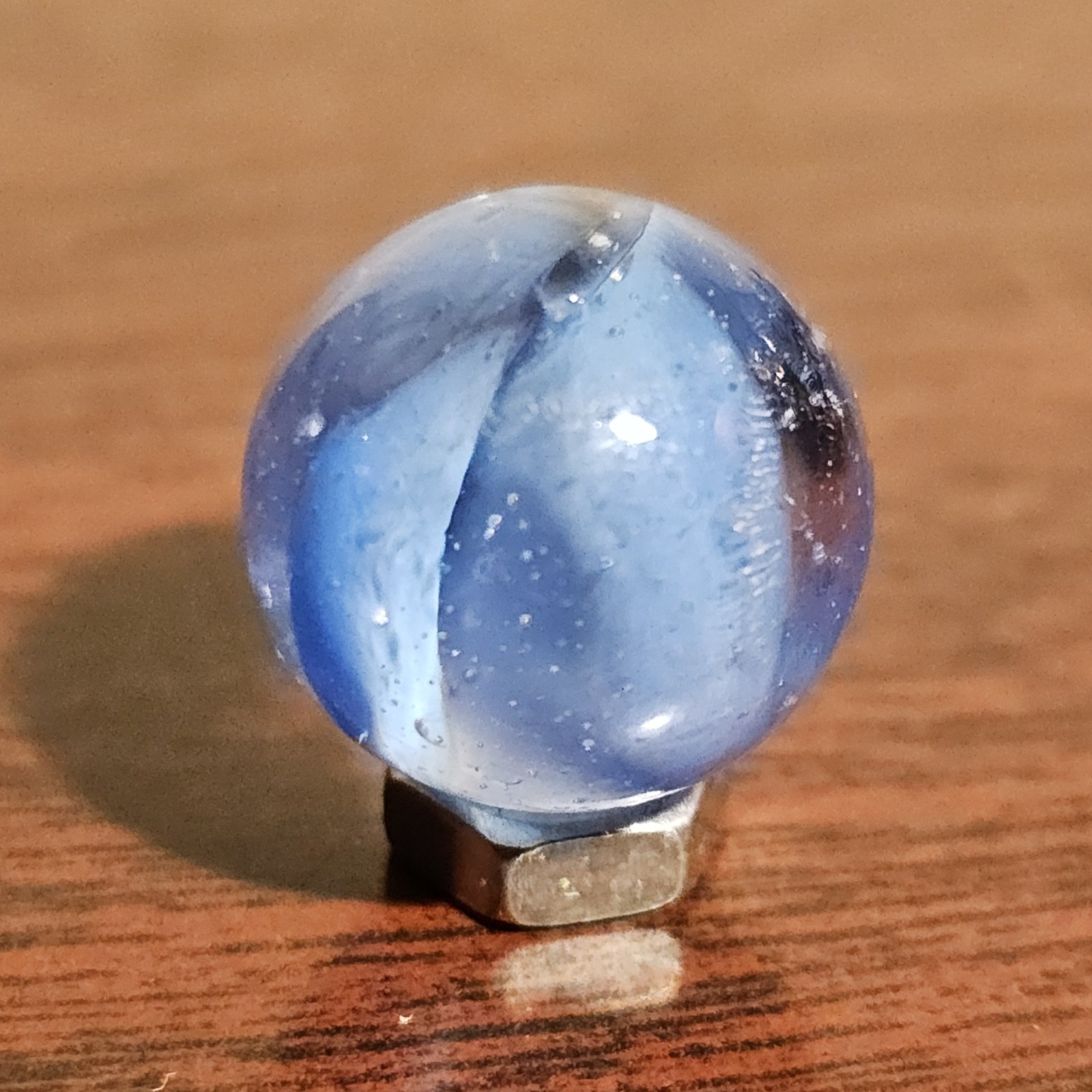 Vintage CE Bogard Blue 4 Lobe Floppy .625″ Glass Marble