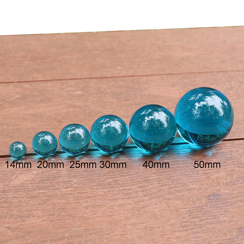 13.5-100mm Clear Blue Crystal Sphere Beads Glass Solid Balls Marbles Decoration