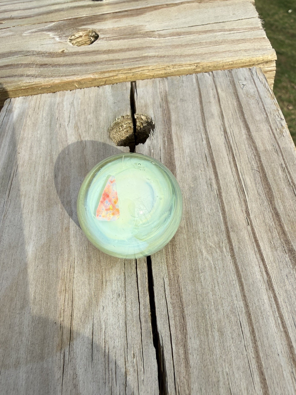 Mint Boro Glass Marble with Sparkling Opal Slab Bakers Backwoods Glass