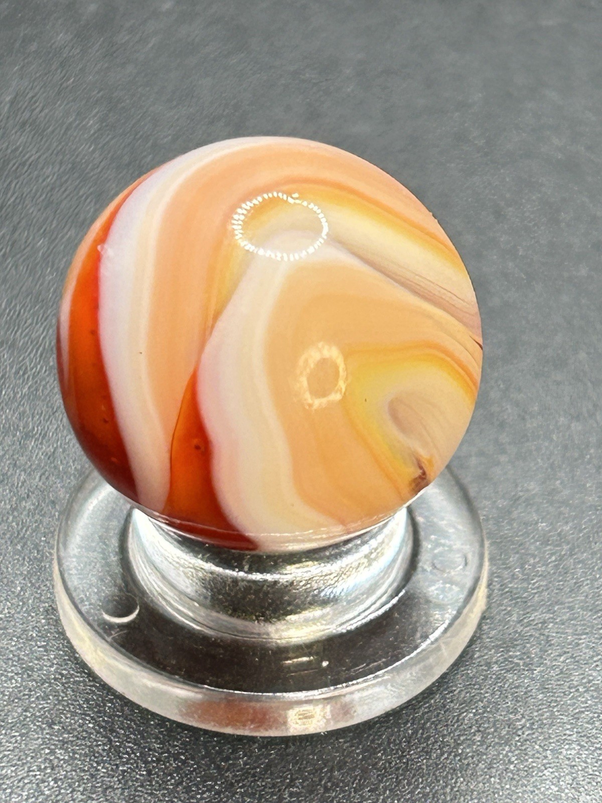 CAC Christensen Agate Blended Red Swirl Marble UV Active Vintage Marbles 0.669”