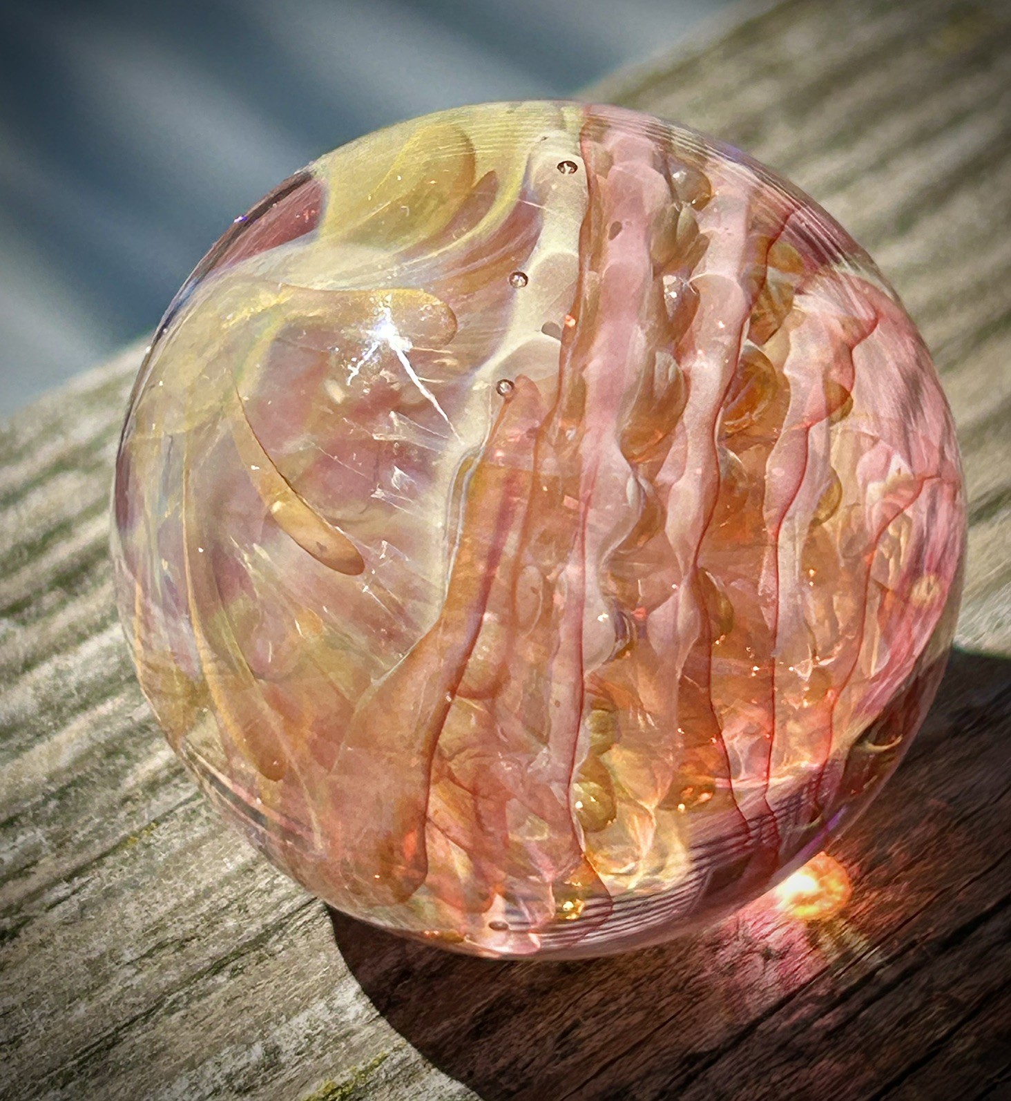 Contemporary Art Glass Marble 1.25″ Fumed Borosilicate MIB Handmade Boro Boyle