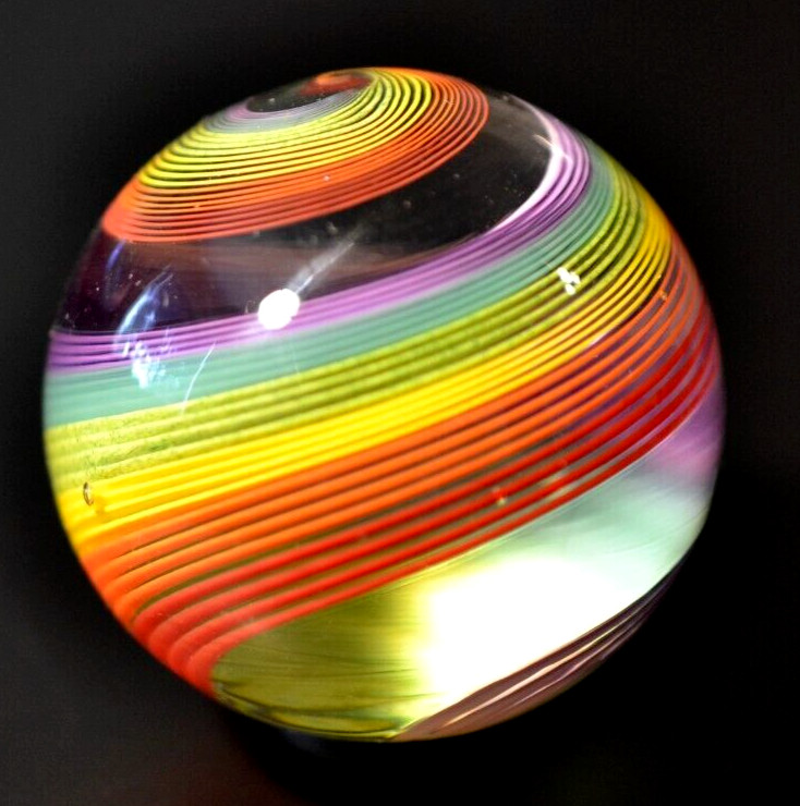 JOHN GIBBONS GLASS MARBLE/1.828″-SIMPLY A RAINBOW SET-BRICK,ORANGE,GREEN LUTZ,YL