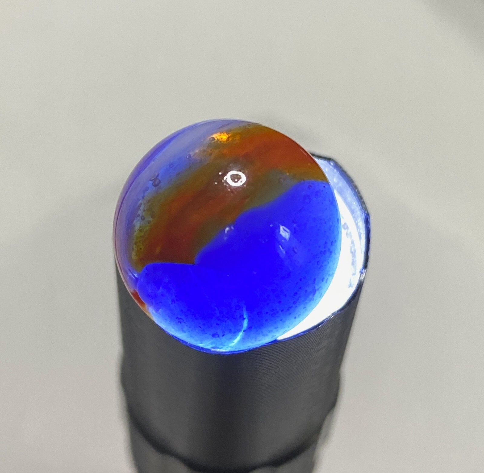 #9 PELTIER MARBLE HYBRID RAINBO BLENDED SPIDERMAN BURNT COLORS .60″ NM+/- MX128