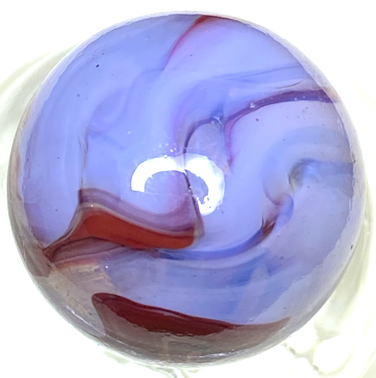 OXBLOOD FLAMES CONTRASTY COLORS TRANSPARENT OOR SWIRLED SHOOTER .73/4/5″ M694