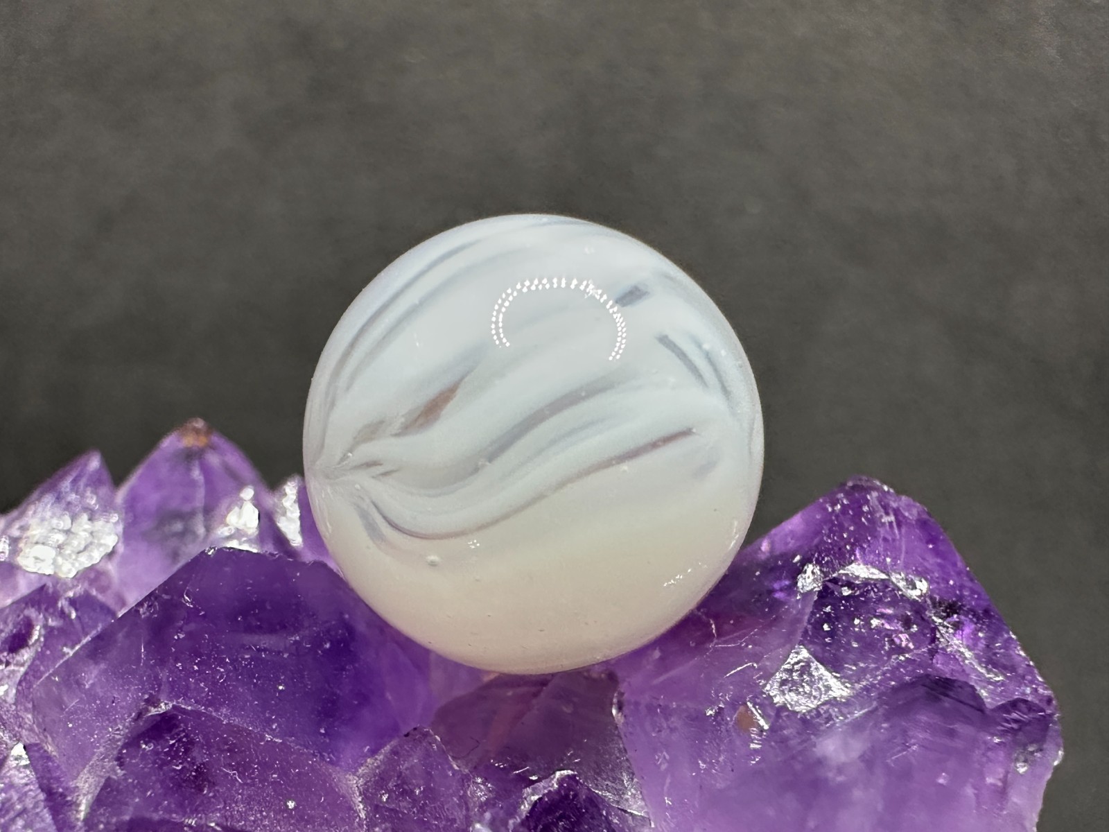 Vintage Vitro Agate Two-Color Conqueror Marble – Purple & Red – .63″ Excellent!