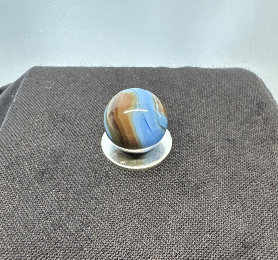 Christiansen Agate Opaque Blue Base With Brown Swirls..63″ Wet Htf Brown