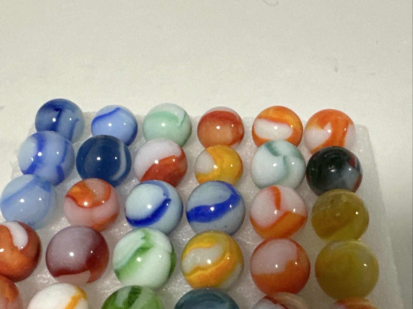 419 Mixed Lot Of 60 Vintage Peltier Rainbo Marbles!