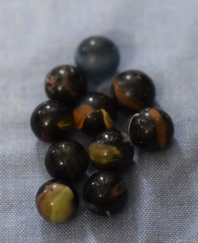 Vintage Lot of 10 Glass Multi-Color Swirl Marbles 16 mm – .6 in. C163