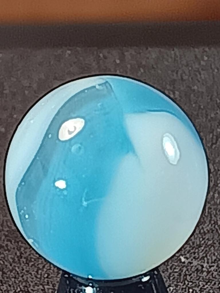5/8″ Vitro Agate Sky Aqua Ice White on Clear Ribbon Patch NM Serious Marble B192