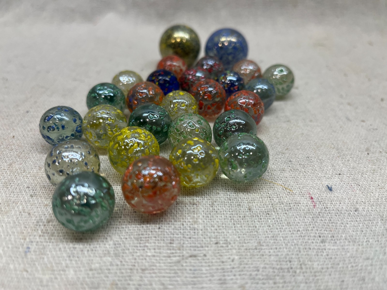 Lot Of 27 MARBLES Vintage Glass Confetti Speckled