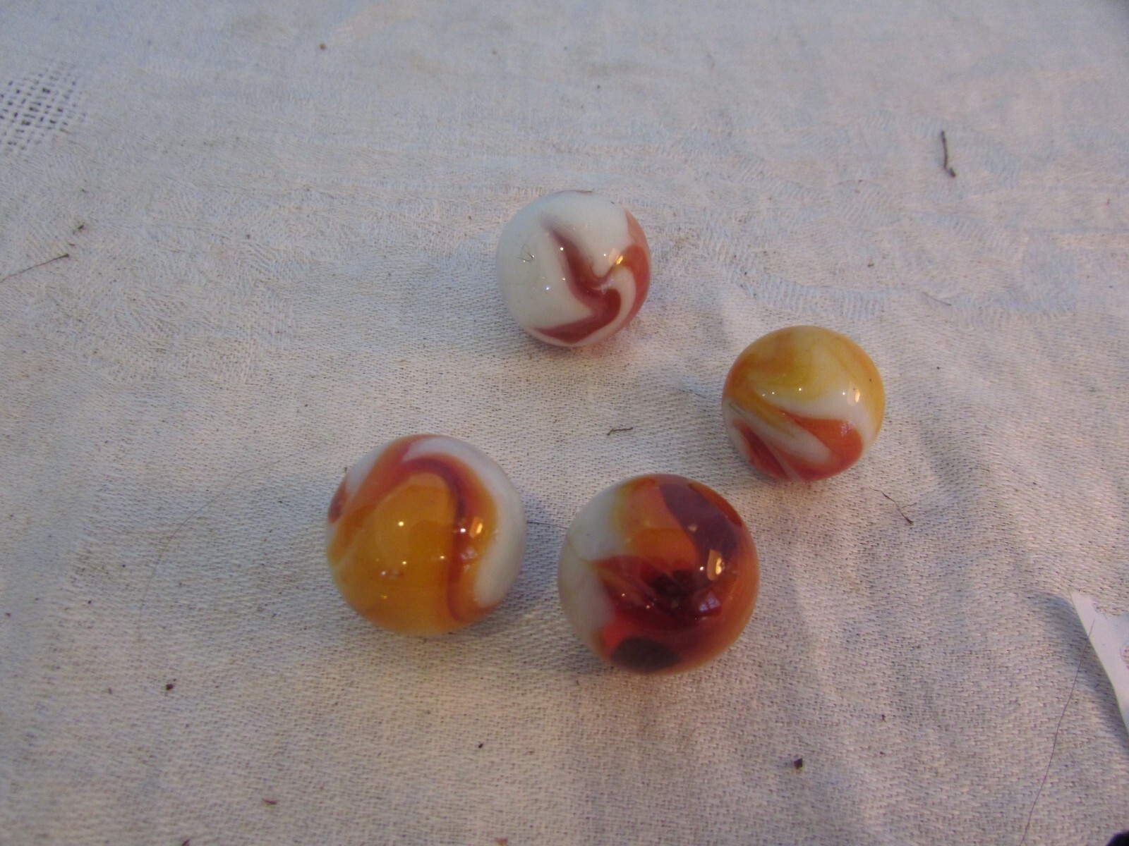 4 SHOOTER ORANGE/BROWN/WHITE vitro agate caged shooter cateye