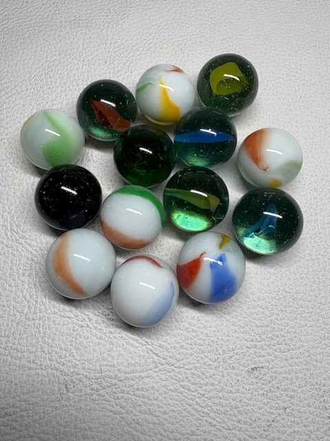 14 Large Vintage Glass Marbles Swirls Clear