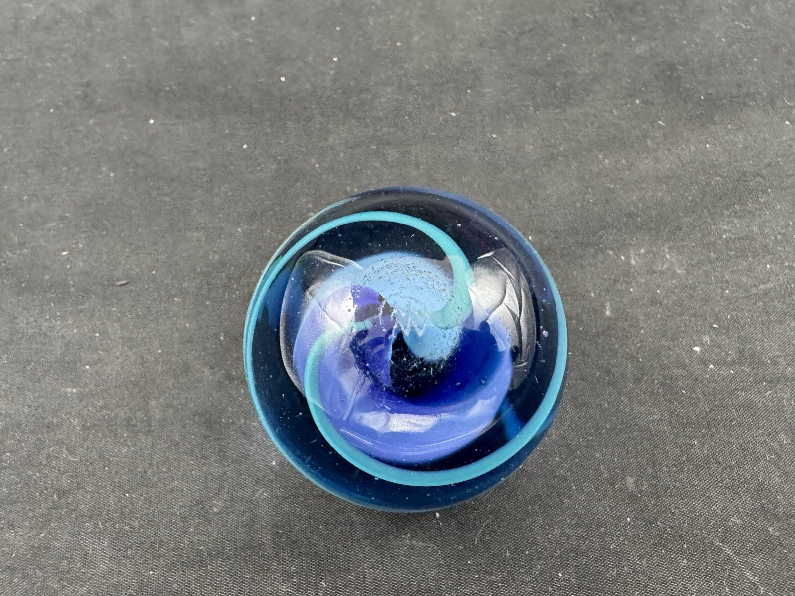 Vintage Mark Matthews Art Glass Marble Spiral Design, 1.47″