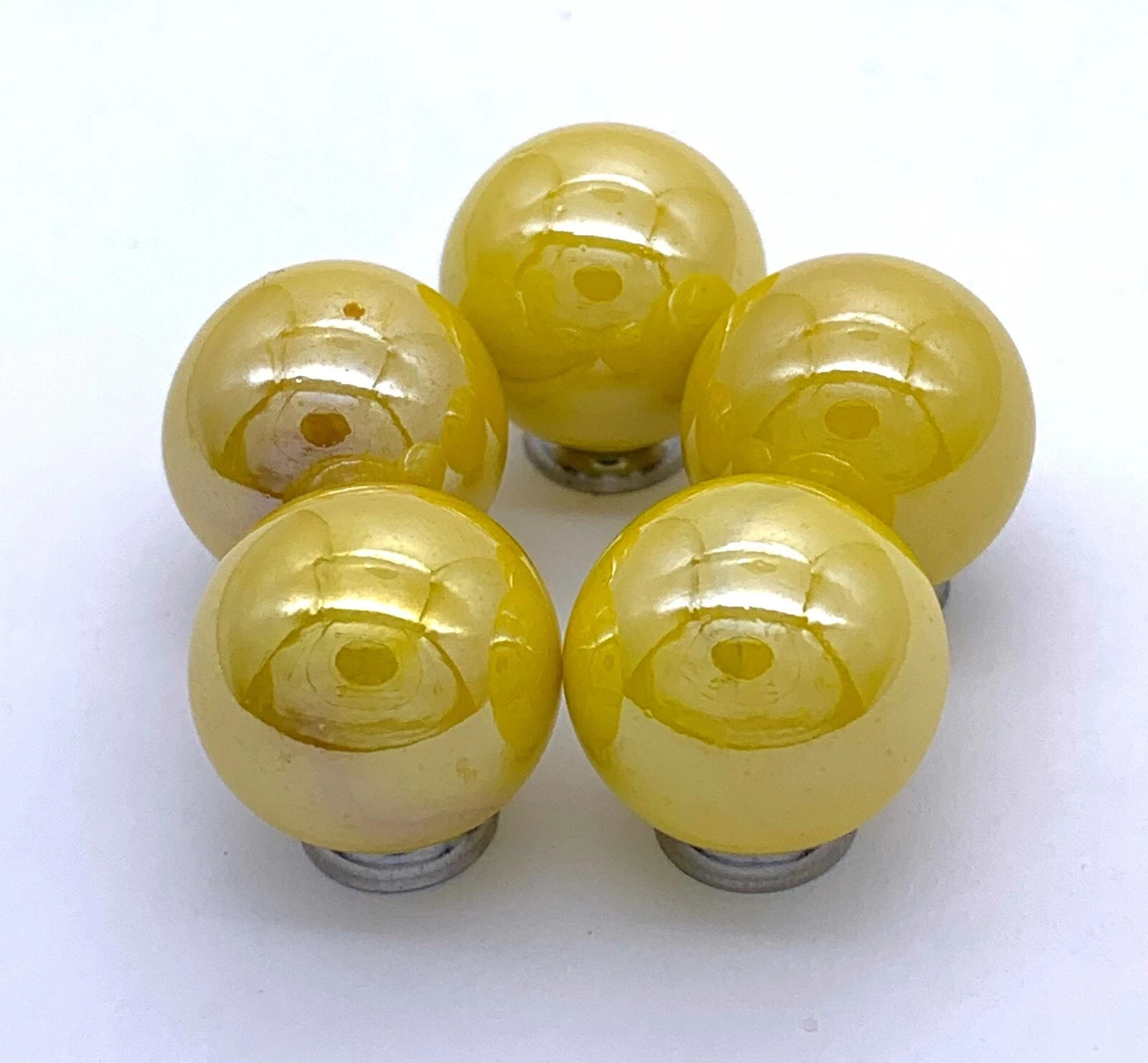 New for 2023! Iridescent Opal Yellow 16mm Glass Player Marbles 5/8″ Pk 5 Vacor
