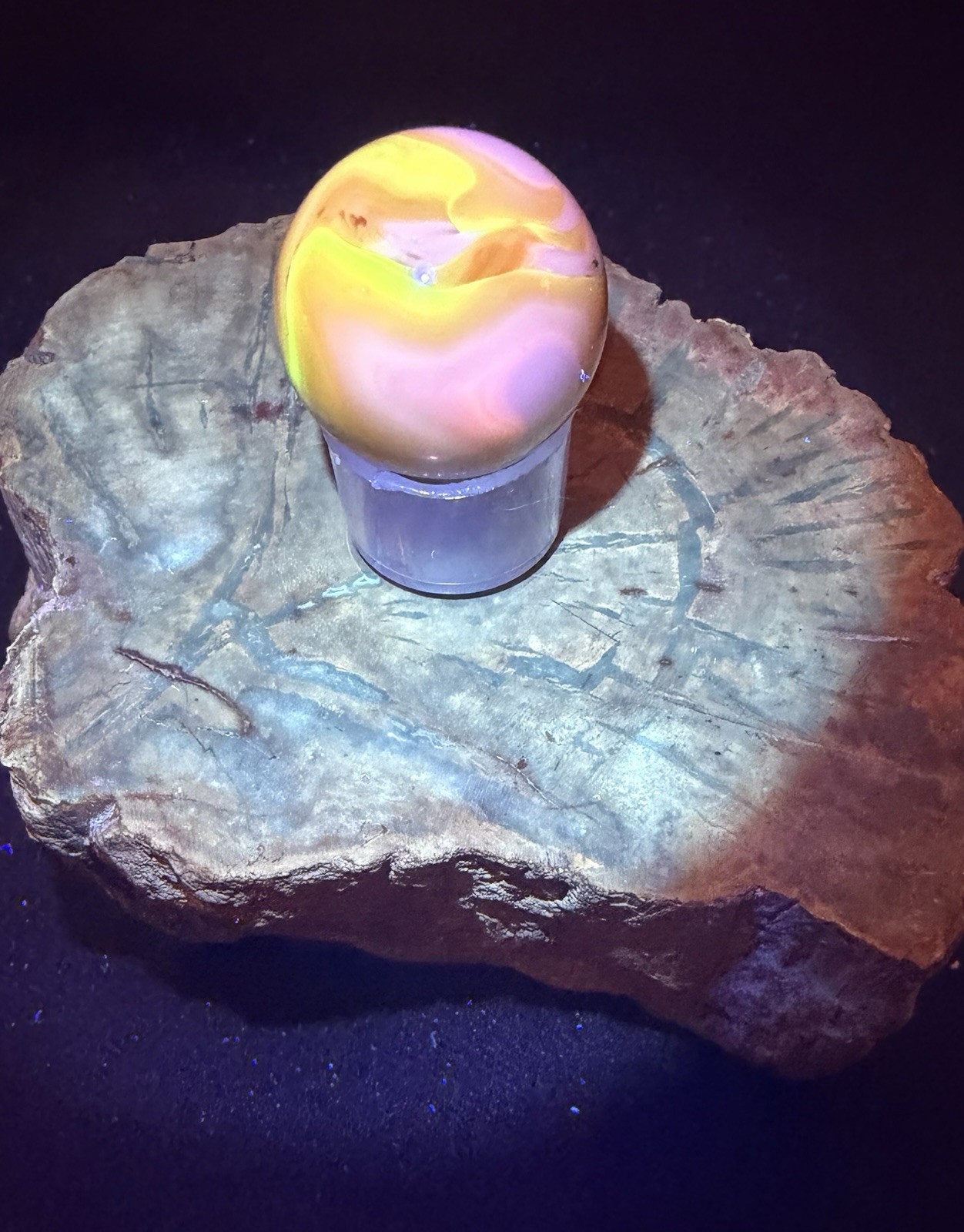 Vtg CAC Christensen Agate Co. Electric Orange Flame Tip Swirl Shooter 23/32-.718