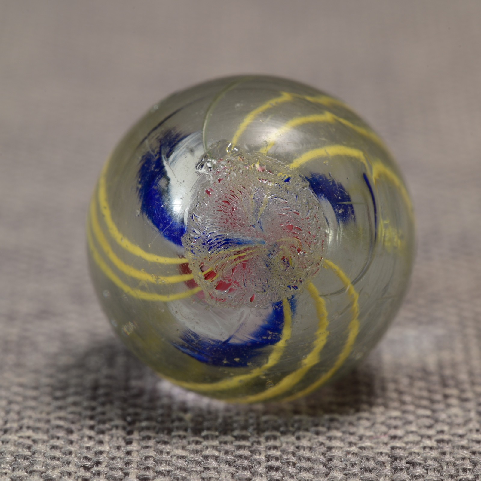 Ridged Solid Core German Handmade Antique Marble Cobalt Peaks 20.9mm 13/16”