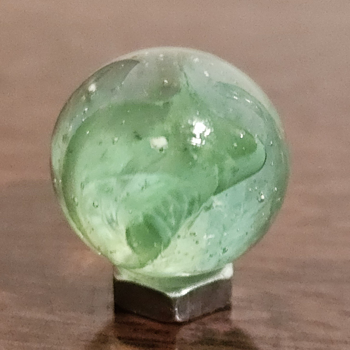 Vintage CE Bogard Mint Green Floppy 4-Lobe Cats Eye .625″ Glass Marble