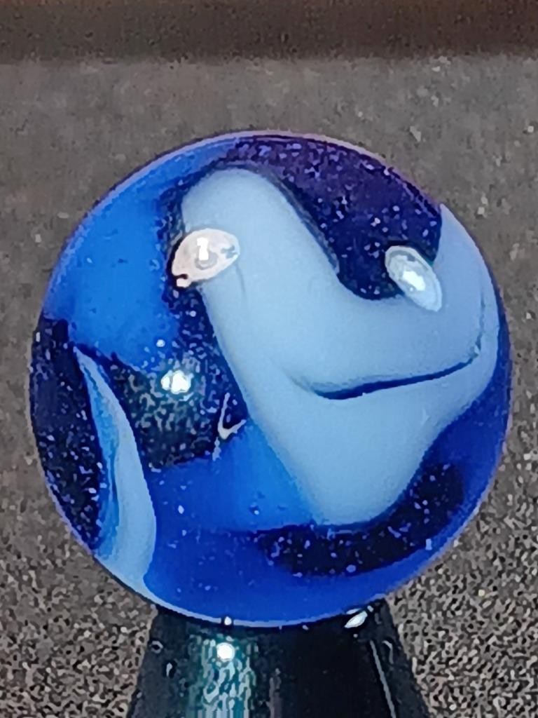 5/8″ Vacor Transparent Cobalt Saphire Blue Jay Pearl White NM Serious Marble B25