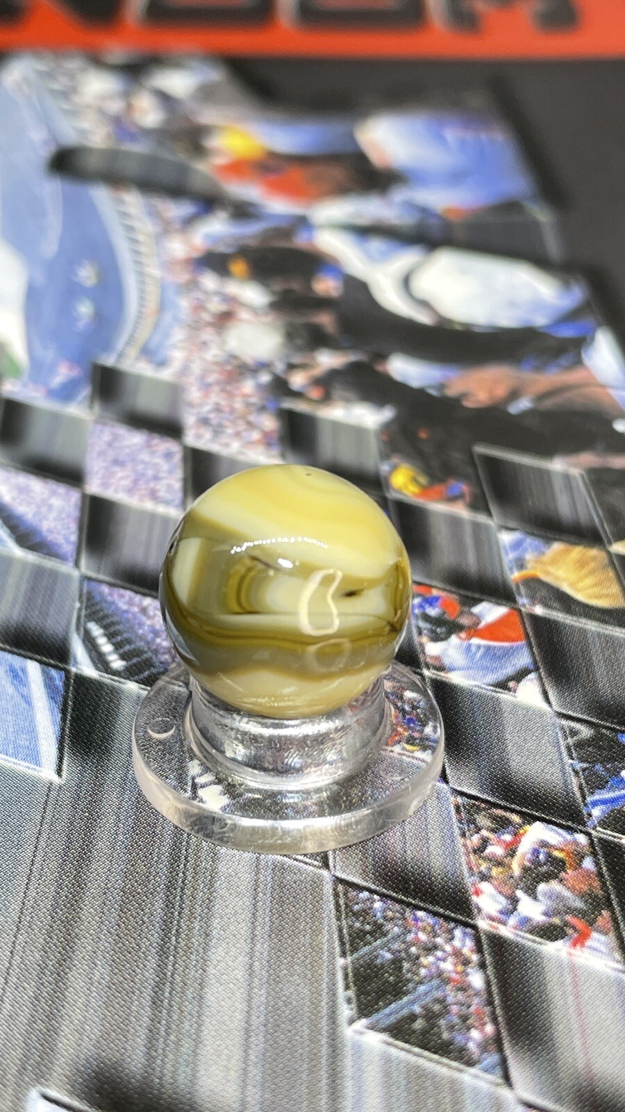 Alley Or Champion Brown & White Crazy Swirl Mystery Marble Vintage Marbles .591