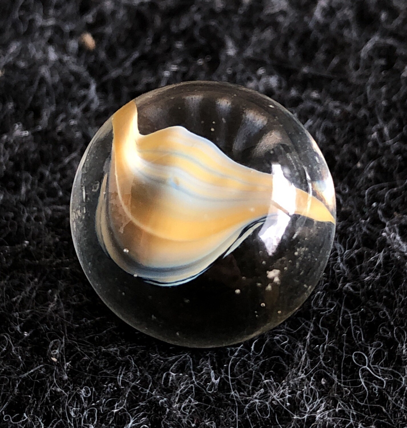Peltier Hybrid Blue/Yellow Banana Puffy Cat’s Eye Marble .63” Or 5/8” Look!