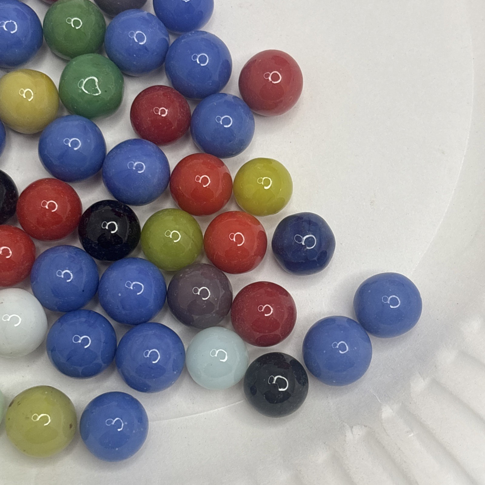 Vintage Bright Color Glass Marbles Lot of 50 Peewee Size PP Some Imperfections