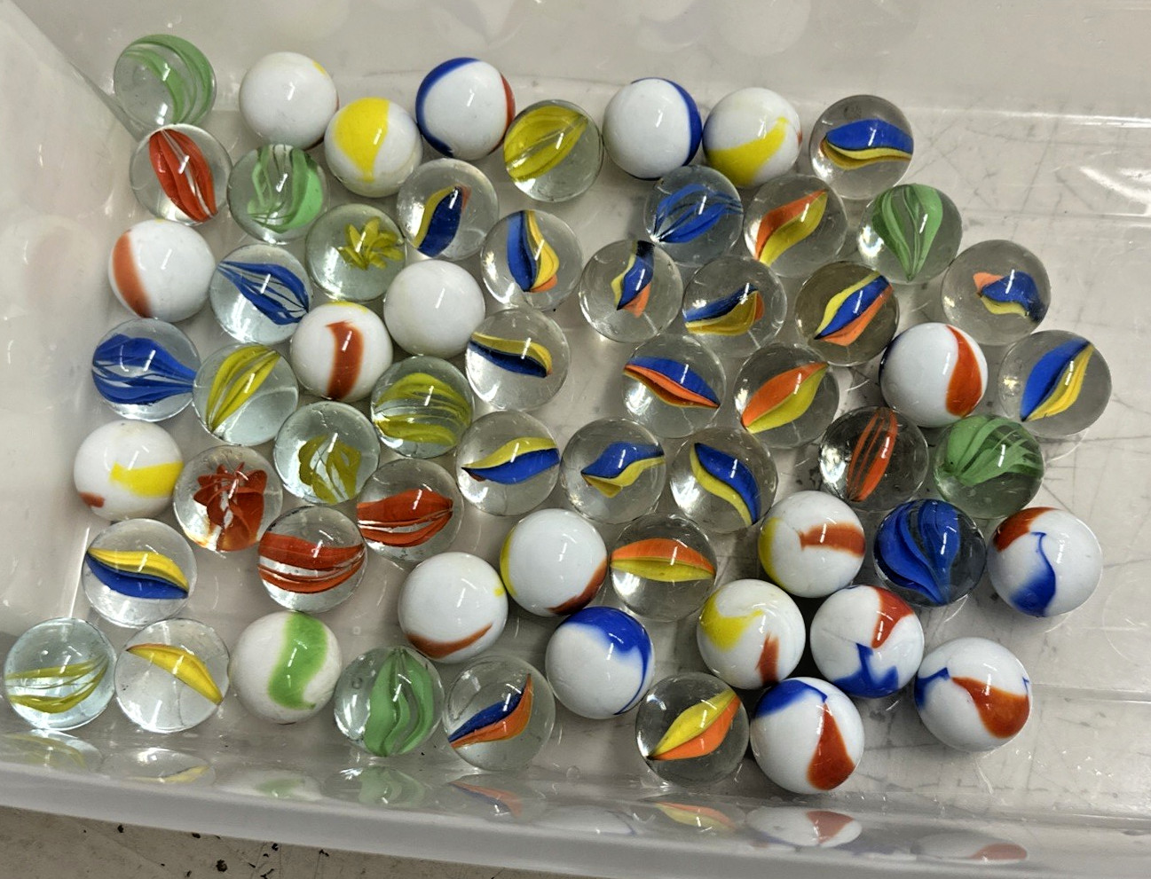 (60) Glass Shooter Marbles Bulk, Assorted Colors 3-Types, (20) Each Style