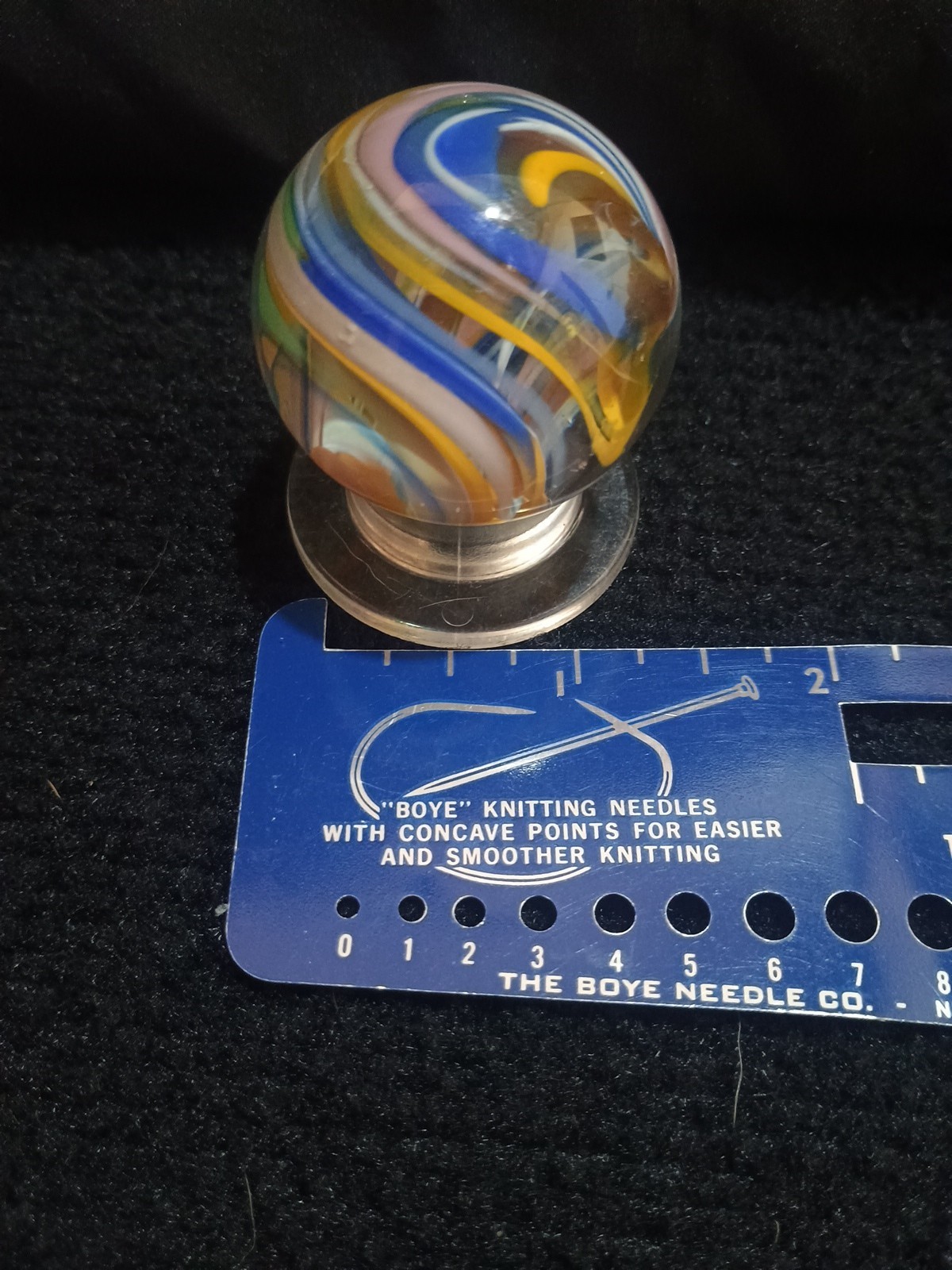2001 Vtg SIGNED SAM/SAMMY HOGUE COLLECTIBLE SWIRL MARBLE w/BASE