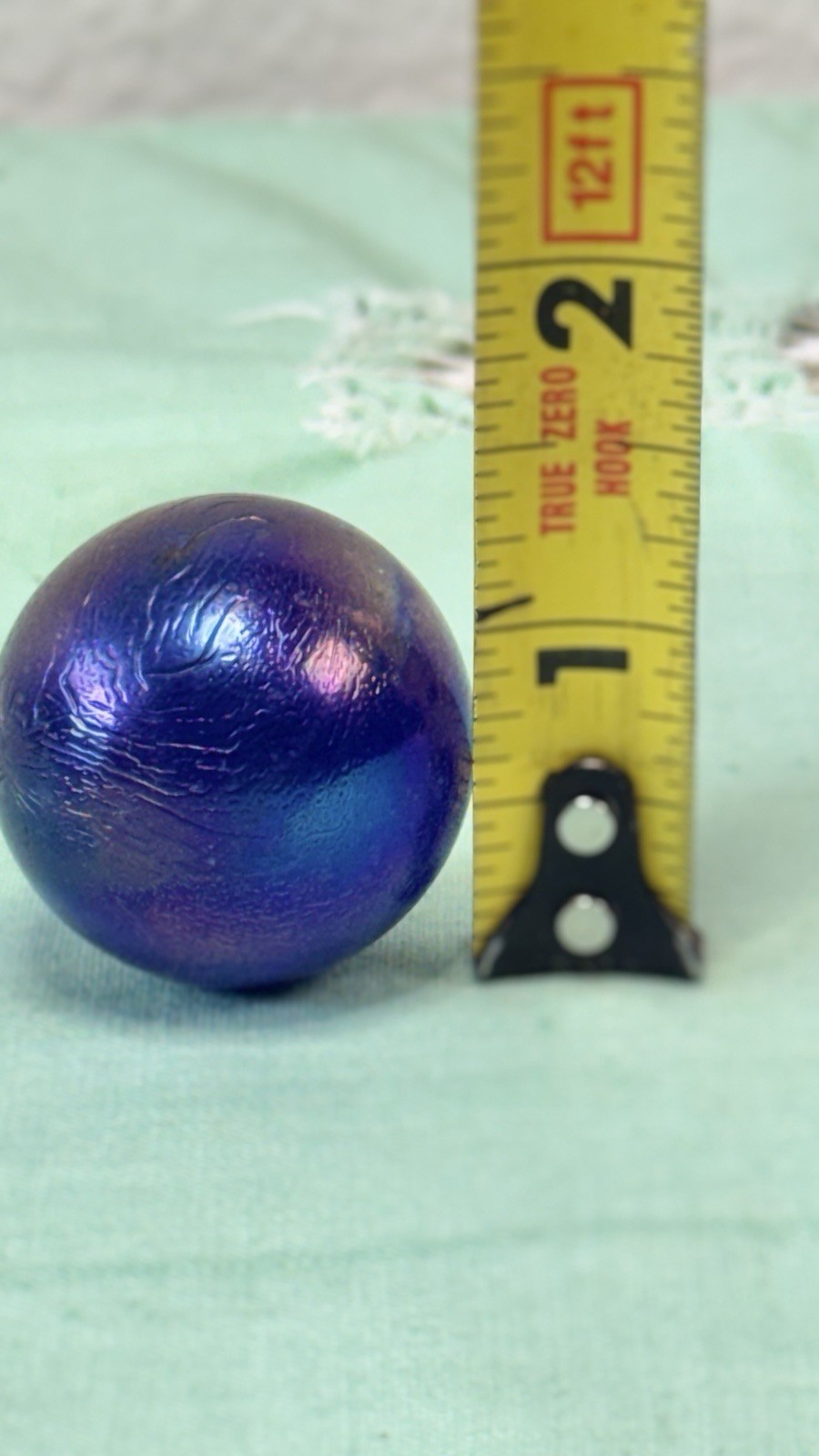 Vtg. “Giant” Cobalt Blue Luster Glass Iridescent Marble 1-1/4″