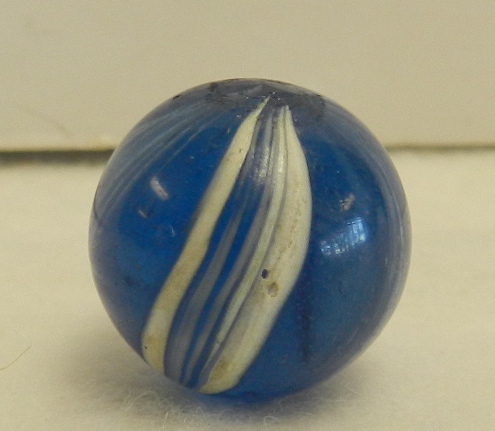 #20425m Vintage Blue Glass German Handmade Marble .74 Inches NM+