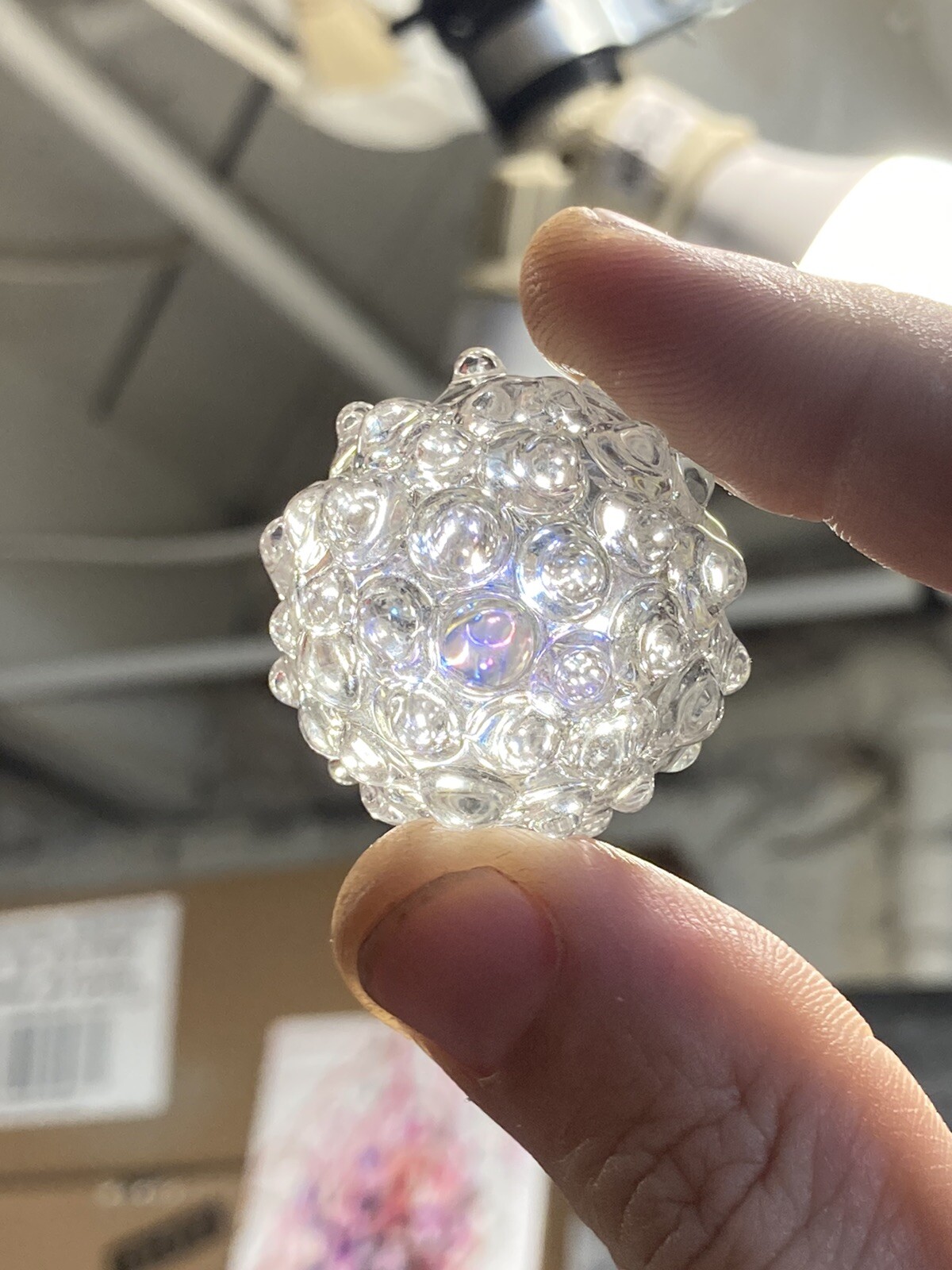 Marble Hand blown boro glass marble Art Blinger Clear Dichro￼ Dot Texture Dichro