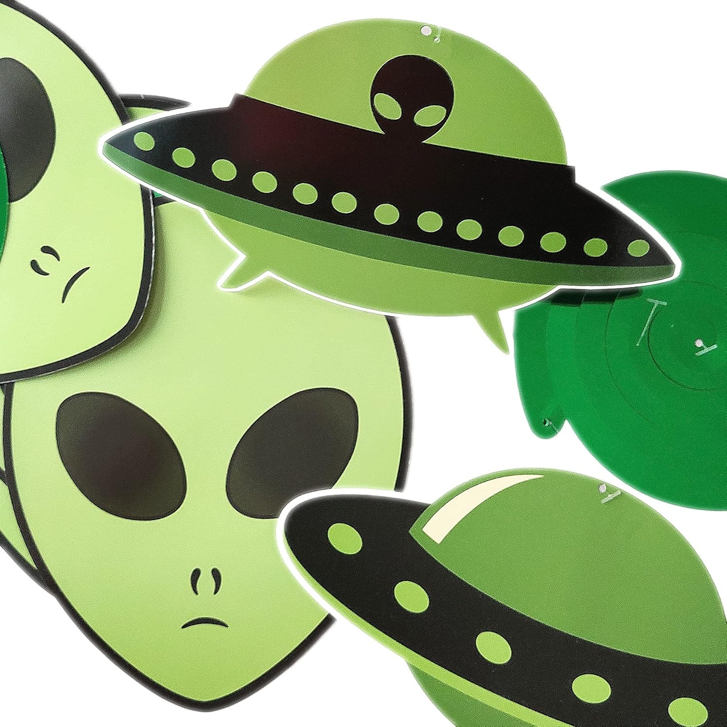 Swirls & Cutouts Green Alien Theme Hanging Swirl Decorations UFO Theme Ceiling W