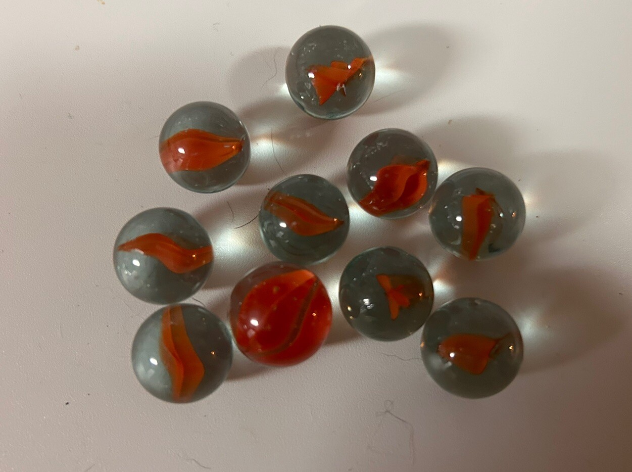 29 Vintage 16mm Multi Vein Orange Cat’s Eye Marbles – 16mm / Lot of 29