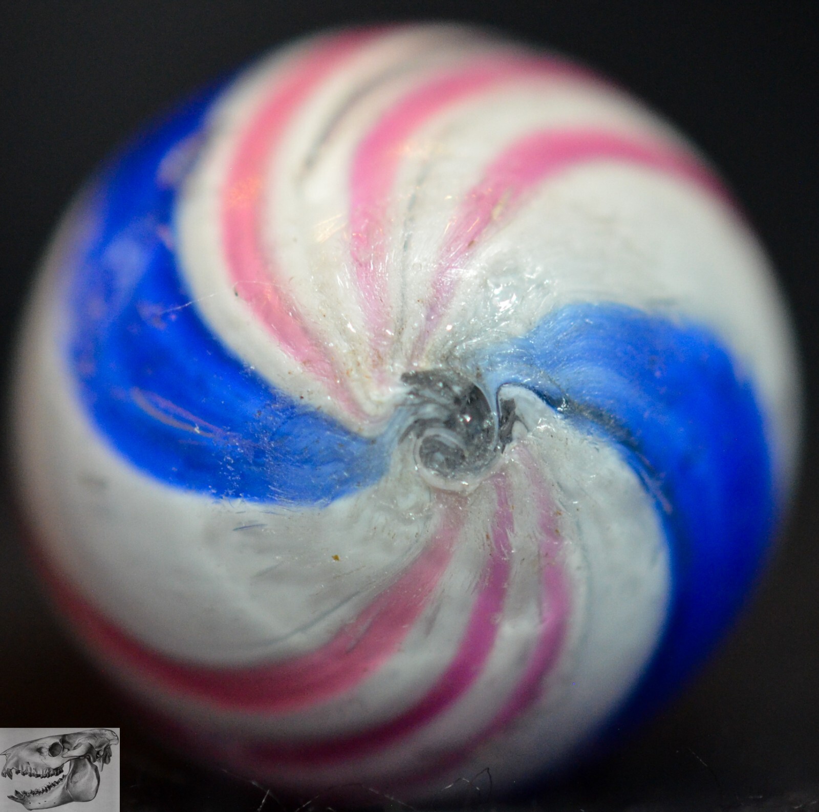Handmade Peppermint Swirl Marble, 11/16 in, Near Mint+, Germany 1860-1920, S1053