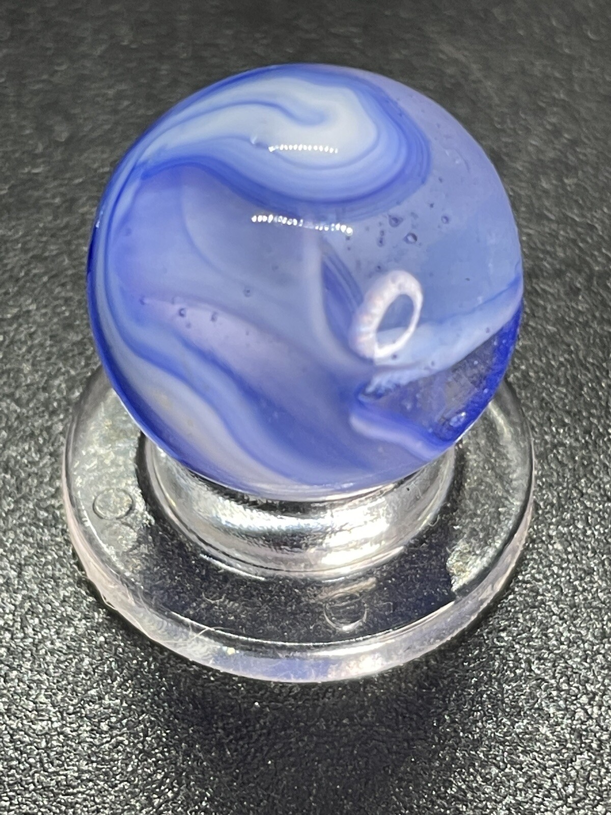 Blue Clear Base Snake Style Swirl Wirepull Alley Or Other Vintage Marbles 0.629”